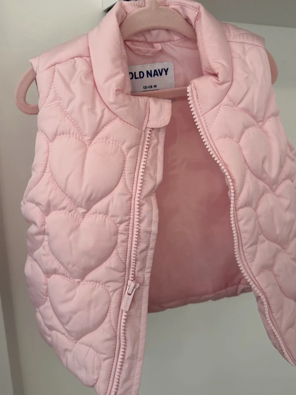 Old Navy Light Pink Quilted Heart Vest